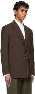 Valentino Brown Technical Wool Blazer