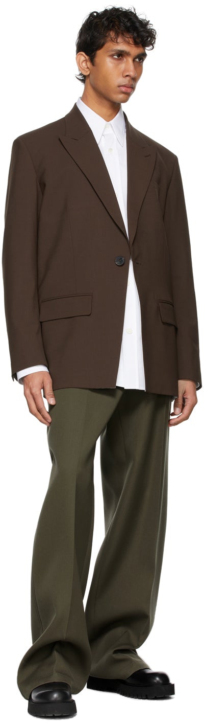 Valentino Brown Technical Wool Blazer