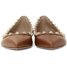 Valentino Brown Valentino Garavani Rockstud Ballerina Flats