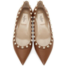 Valentino Brown Valentino Garavani Rockstud Ballerina Flats
