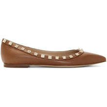 Valentino Brown Valentino Garavani Rockstud Ballerina Flats - Valentino Brown Valentino Garavani Rockstud Ballerina appartements - Valentino Brown Valentino Garavani 록 스튜디오 발레리나 아파트
