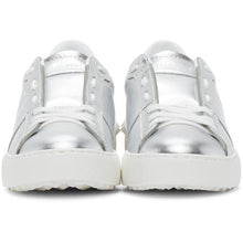 Valentino Grey Valentino Garavani Metallic 'VLTN' Open Sneakers