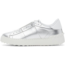 Valentino Grey Valentino Garavani Metallic 'VLTN' Open Sneakers
