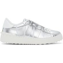 Valentino Grey Valentino Garavani Metallic 'VLTN' Open Sneakers