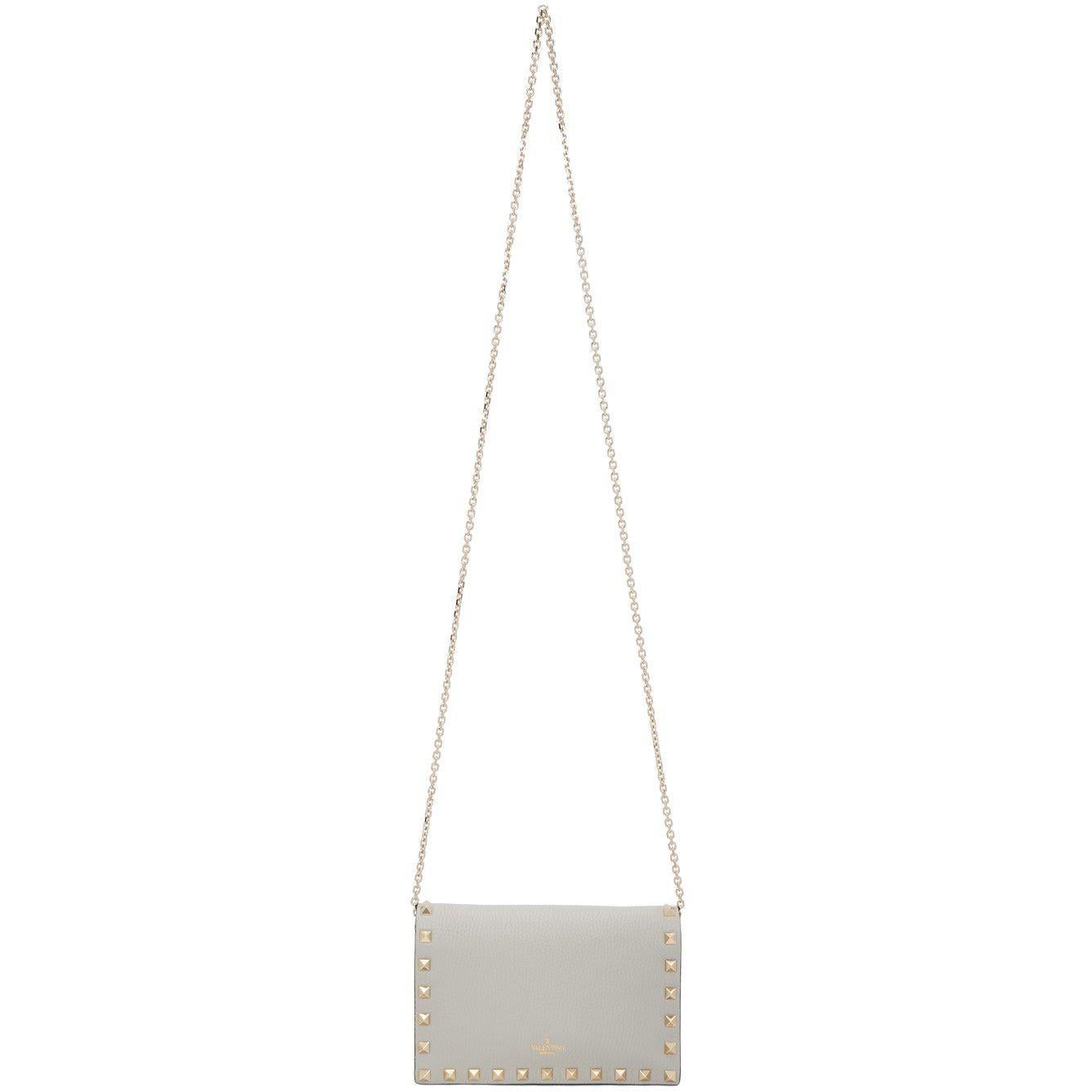 Valentino Grey Valentino Garavani Small Rockstud Envelope Wallet