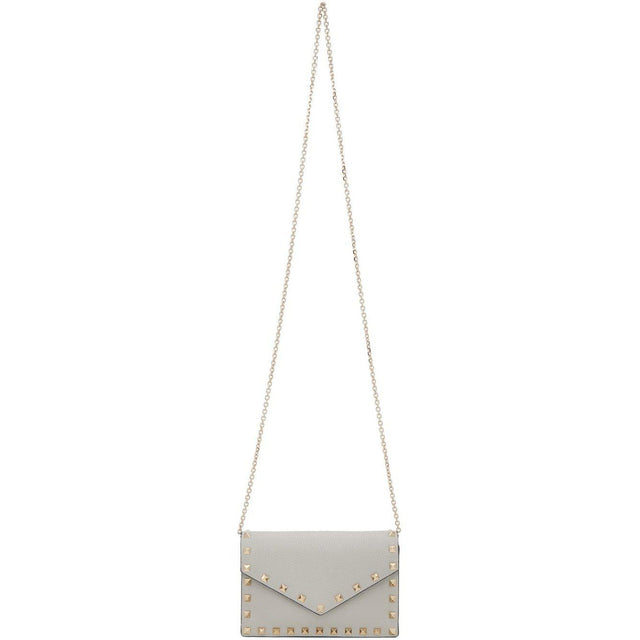 Valentino Grey Valentino Garavani Small Rockstud Envelope Wallet Bag