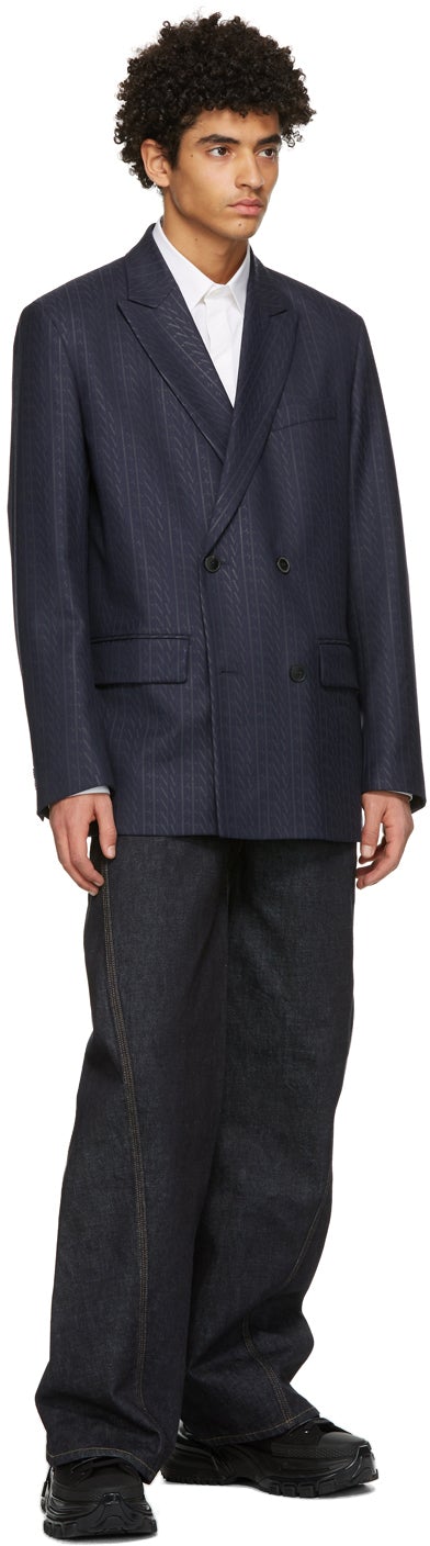 Valentino Navy Wool 'VLTN' Times Blazer