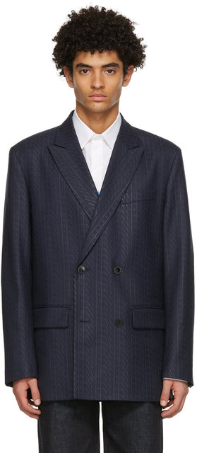 Valentino Navy Wool 'VLTN' Times Blazer - Valentino laine marine 'vltn' fois blazer - Valentino 해군 양모 'VLTN'Times Blazer