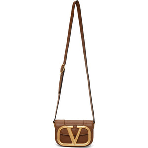 Valentino Tan Valentino Garavani Small Super VLogo Shoulder Bag BlackSkinny