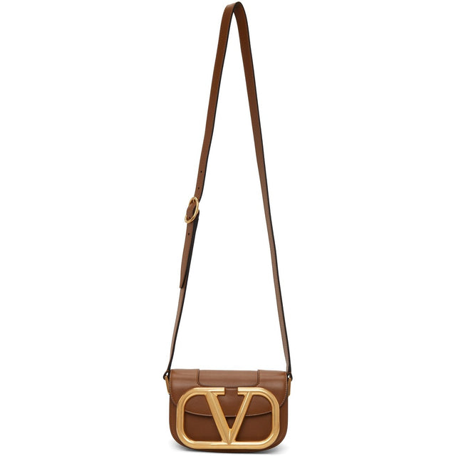 Valentino Tan Valentino Garavani Small Super VLogo Shoulder Bag - Valentino Tan Valentino Garavani petit sac à bandoulière Super Vlogo - Valentino Tan Valentino Garavani 작은 슈퍼 Vlogo 어깨 가방