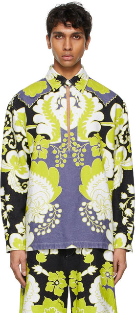 Valentino White Hemp World Arazzo Print Shirt - Chemise à imprimé mondial de chanvre blanc Valentino White Hempo - Valentino 화이트 대마 세계 ARAZZO 인쇄 셔츠