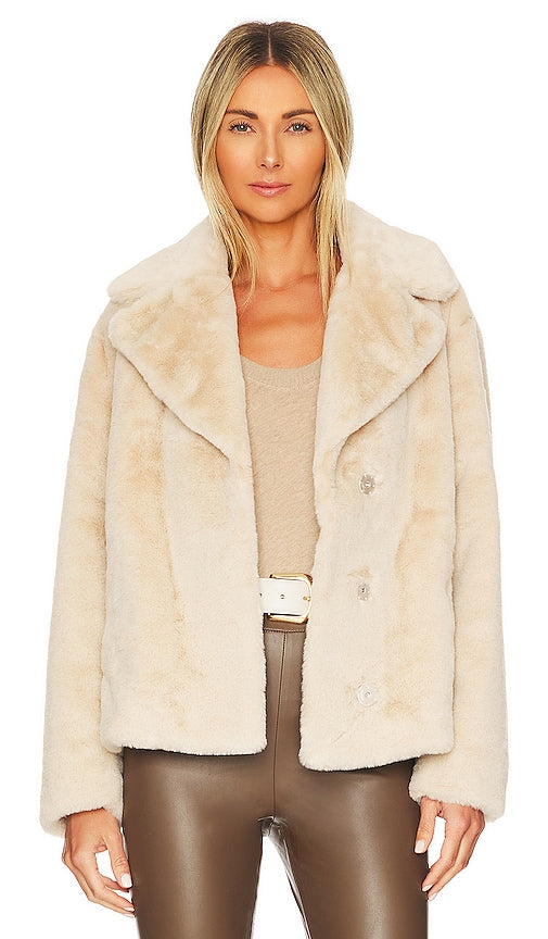 Velvet by Graham Spencer Raquel Real Fur Jacket in Taupe