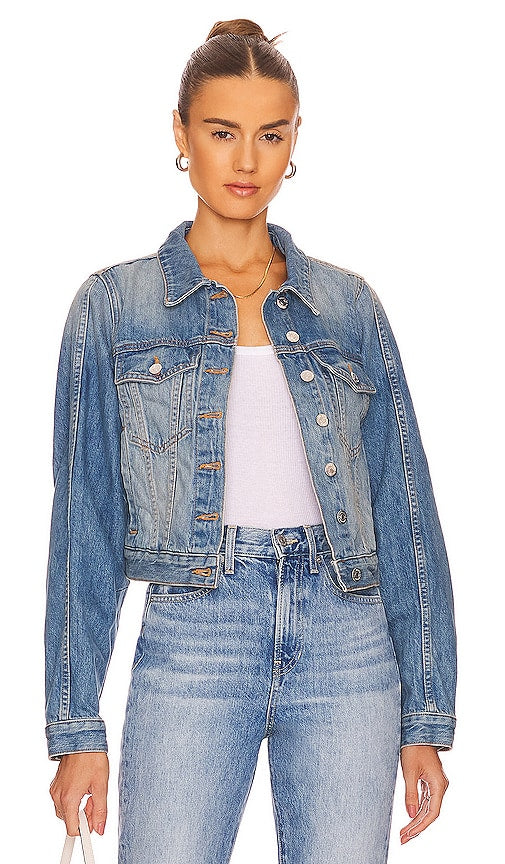 Veronica Beard Emmeline Pouf Sleeve Denim Jacket in Blue Veronica Beard Emmeline Pouf Sleeve Denim Veste en bleu Veronica Beard Emmeline Pouf袖牛仔夹克蓝色