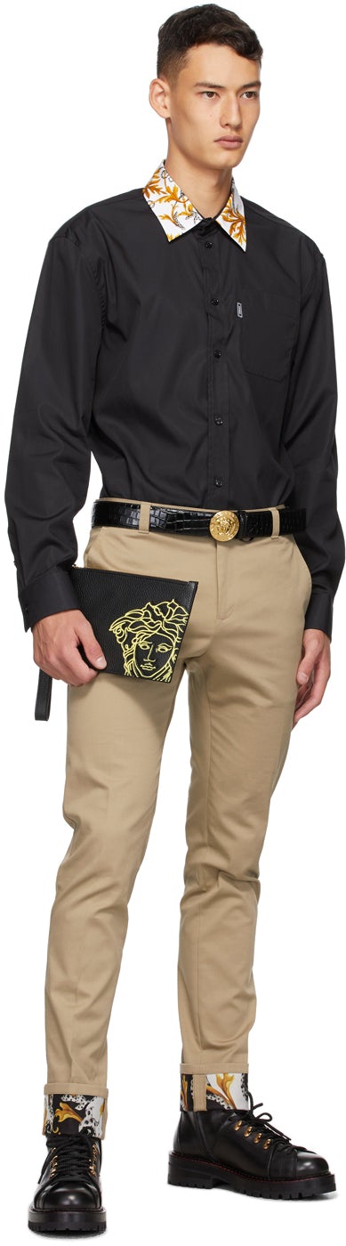 Versace Black Barocco Collar Shirt