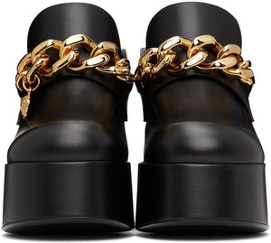 Versace Black Chunky Chain Heels