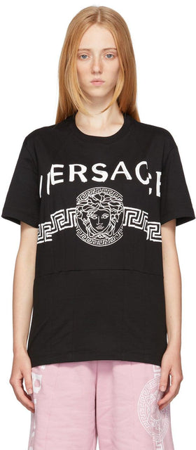 Versace Black Cutwork Medusa Logo T-Shirt - T-shirt logo Medusa Medusa Medusa Cutwork - 베르사체 블랙 컷웍 메두사 로고 티셔츠