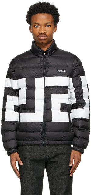 Versace Black Down Greca Puffer Jacket - Veste en Versace Black Down Greca Puffer - 베르사스 블랙 다운 그레 카프 켓 재킷