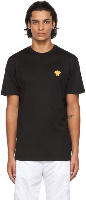 Versace Black Embroidered Medusa T-Shirt - T-shirt Medusa brodé en Versace Noir - 베르사체 블랙 수 놓은 메두사 티셔츠