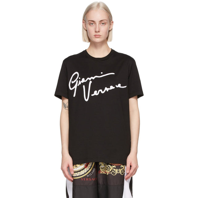 Versace Black GV Signature T-Shirt - T-shirt Signature Versace Black GV - 베르사체 블랙 GV 시그니처 티셔츠