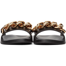 Versace Black Leather Medusa Chain Sandals