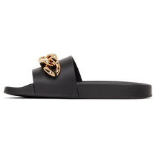 Versace Black Leather Medusa Chain Sandals