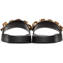 Versace Black Leather Medusa Chain Sandals