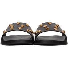 Versace Black Leather Medusa Stud Sandals