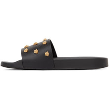Versace Black Leather Medusa Stud Sandals