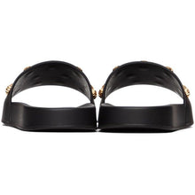 Versace Black Leather Medusa Stud Sandals