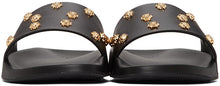 Versace Black Leather Medusa Stud Slides