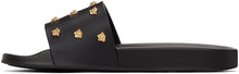 Versace Black Leather Medusa Stud Slides
