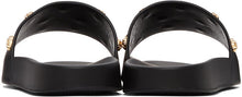 Versace Black Leather Medusa Stud Slides