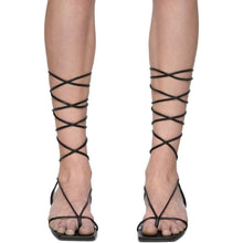 Versace Black Leather Strap Flat Sandals