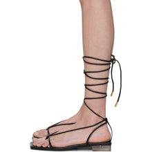 Versace Black Leather Strap Flat Sandals