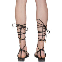 Versace Black Leather Strap Flat Sandals