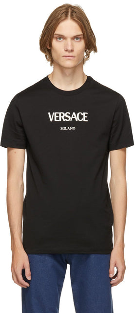 Versace Black Logo T-Shirt - T-shirt Versace Noir Logo - 베르사체 블랙 로고 티셔츠