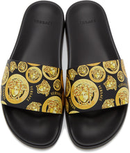 Versace Black Medusa Amplified Print Slides