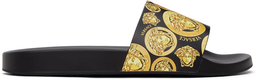 Versace Black Medusa Amplified Print Slides - Versace Noir Medusa Amplified Imprimer Diapositives - 베르사체 블랙 메두사 증폭 된 인쇄 슬라이드