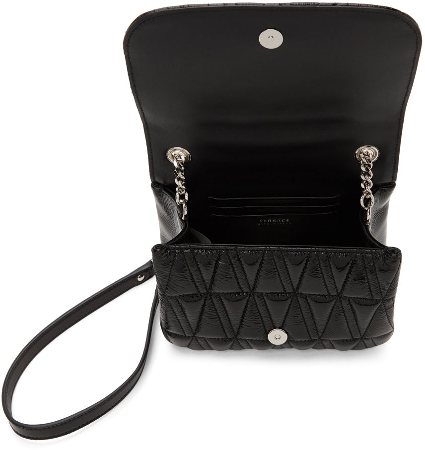 Versace Black Naplak Quilted Virtus Bag