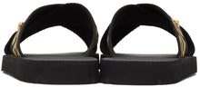 Versace Black Nastro Greca Cross Strap Sandals