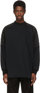 Versace Black Oversize Quilted Shoulders Sweatshirt - Versace Noir Sweat-shirt matelassé matelassé - 베르사체 블랙 퀼트 어깨 스웨터 스웨터