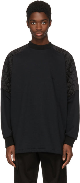Versace Black Oversize Quilted Shoulders Sweatshirt - Versace Noir Sweat-shirt matelassé matelassé - 베르사체 블랙 퀼트 어깨 스웨터 스웨터
