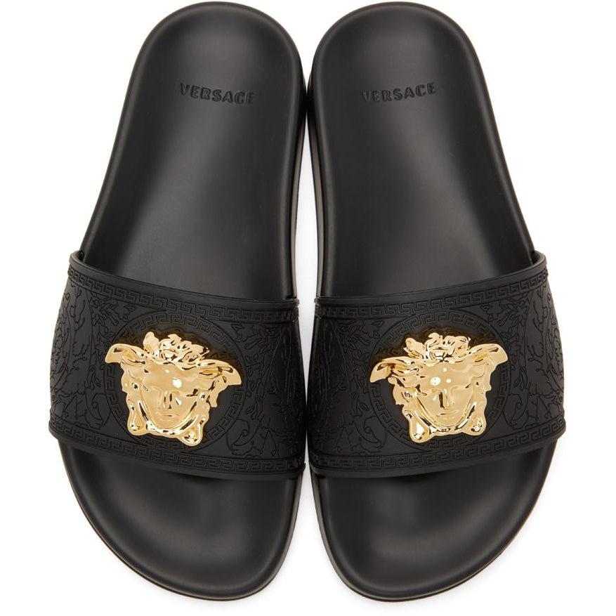 Versace Black Palazzo Pool Sandals