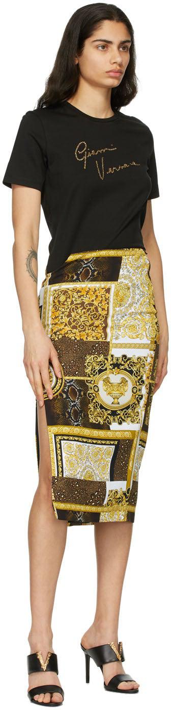 Versace Black Quilted Virtus Card Holder Chain Bag