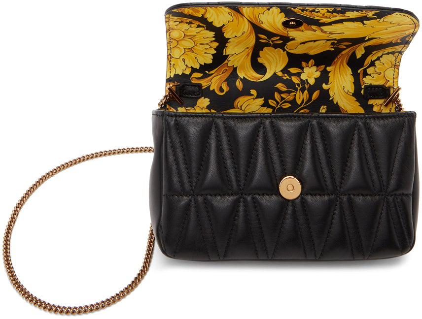 Versace Black Quilted Virtus Chain Shoulder Bag