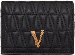 Versace Black Quilted Vitrus Wallet - Portefeuille Vitrus matelassé Noir Versace Noir - 베르사체 블랙 퀼트 vitrus 지갑