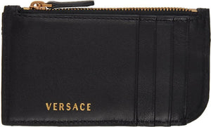 Versace Black Quilted Vitrus Zip Card Holder - Titulaire de la carte zip Vitrus Quilted Vitrus Verace Noir - 베르사체 블랙 퀼트 vitrus zip 카드 홀더