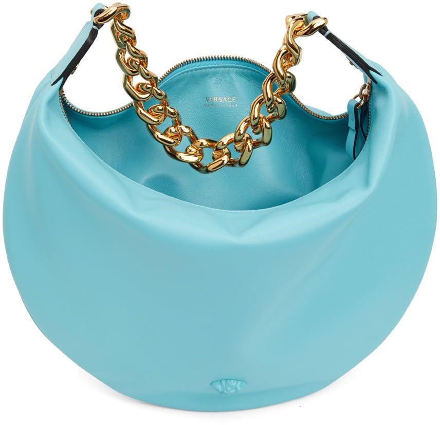Versace Blue 'La Medusa' Soft Bag