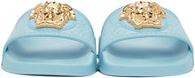 Versace Blue Palazzo Pool Sandals