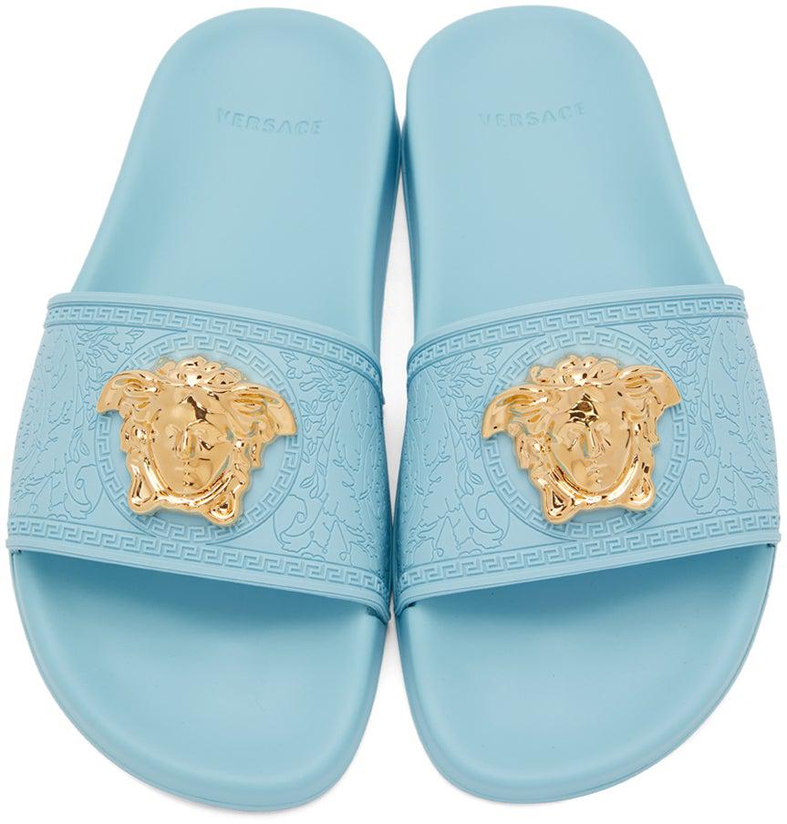 Versace Blue Palazzo Pool Sandals